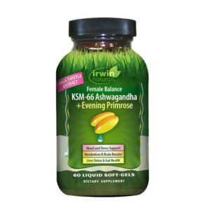 Irwin Naturals Female Balance KSM-66 Ashwagandha with Evening Primrose, 60 Liquid Softgels