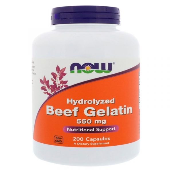 Now Foods Hydrolyzed Beef Gelatin 550 mg, 200 Capsules